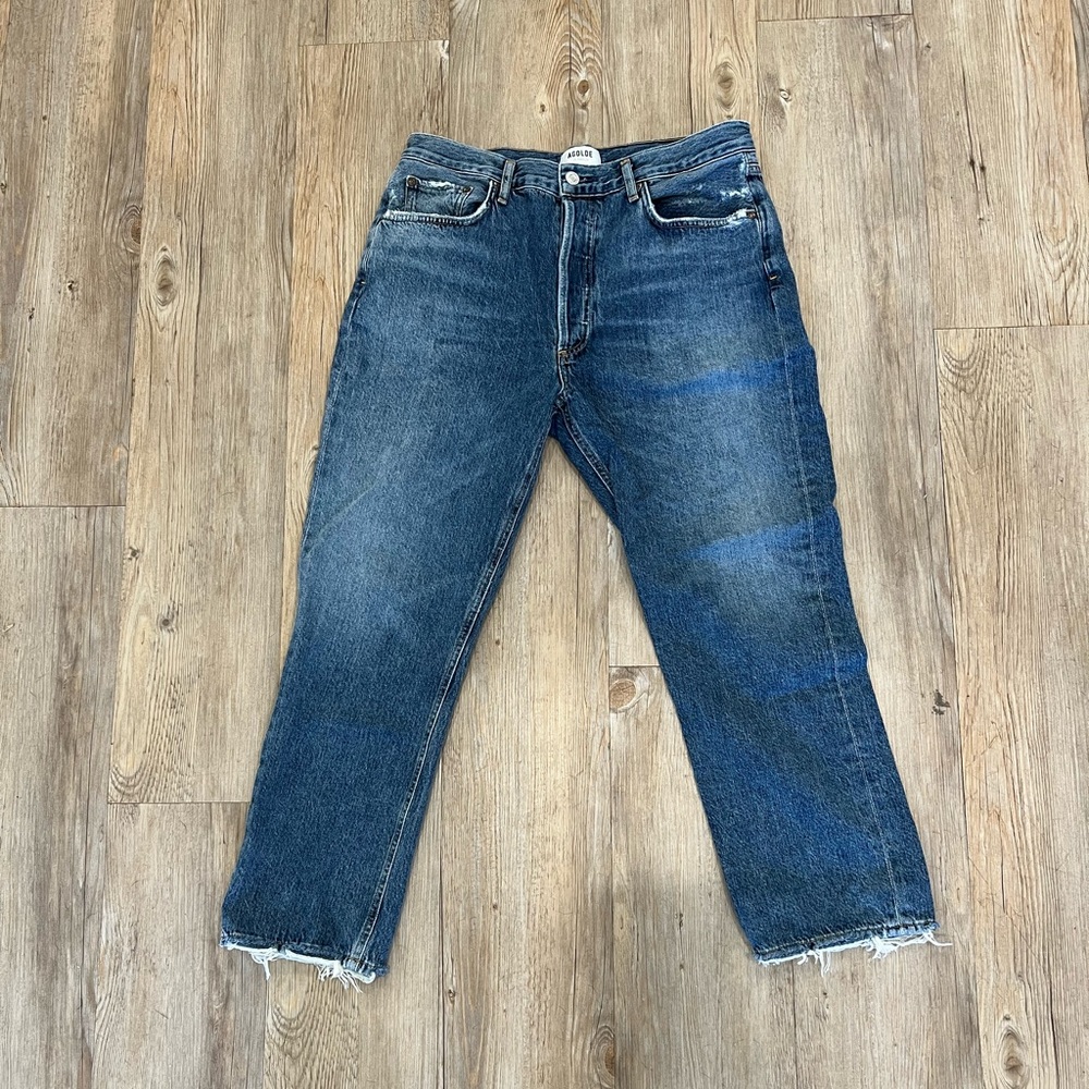 Agolde Riley High Rise Straight Crop Jean in Frequency